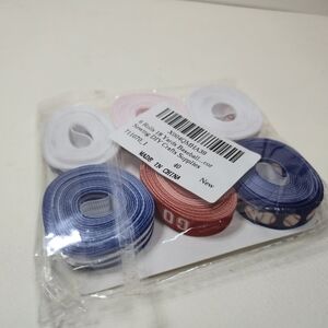 6 Rolls 18 Yards Baseball Grosgrain Ribbons, 3/8" Blue White Stripe Baseball.